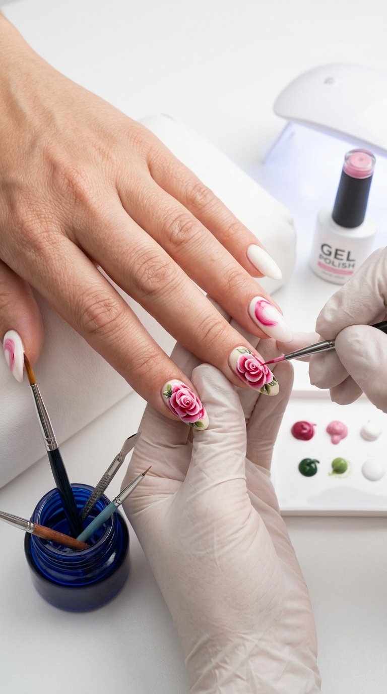 Rose Nails Tutorial for Nail Art Lovers