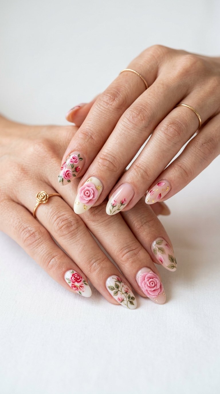 Rose Nails 2026 Trend with Rose Nail Art