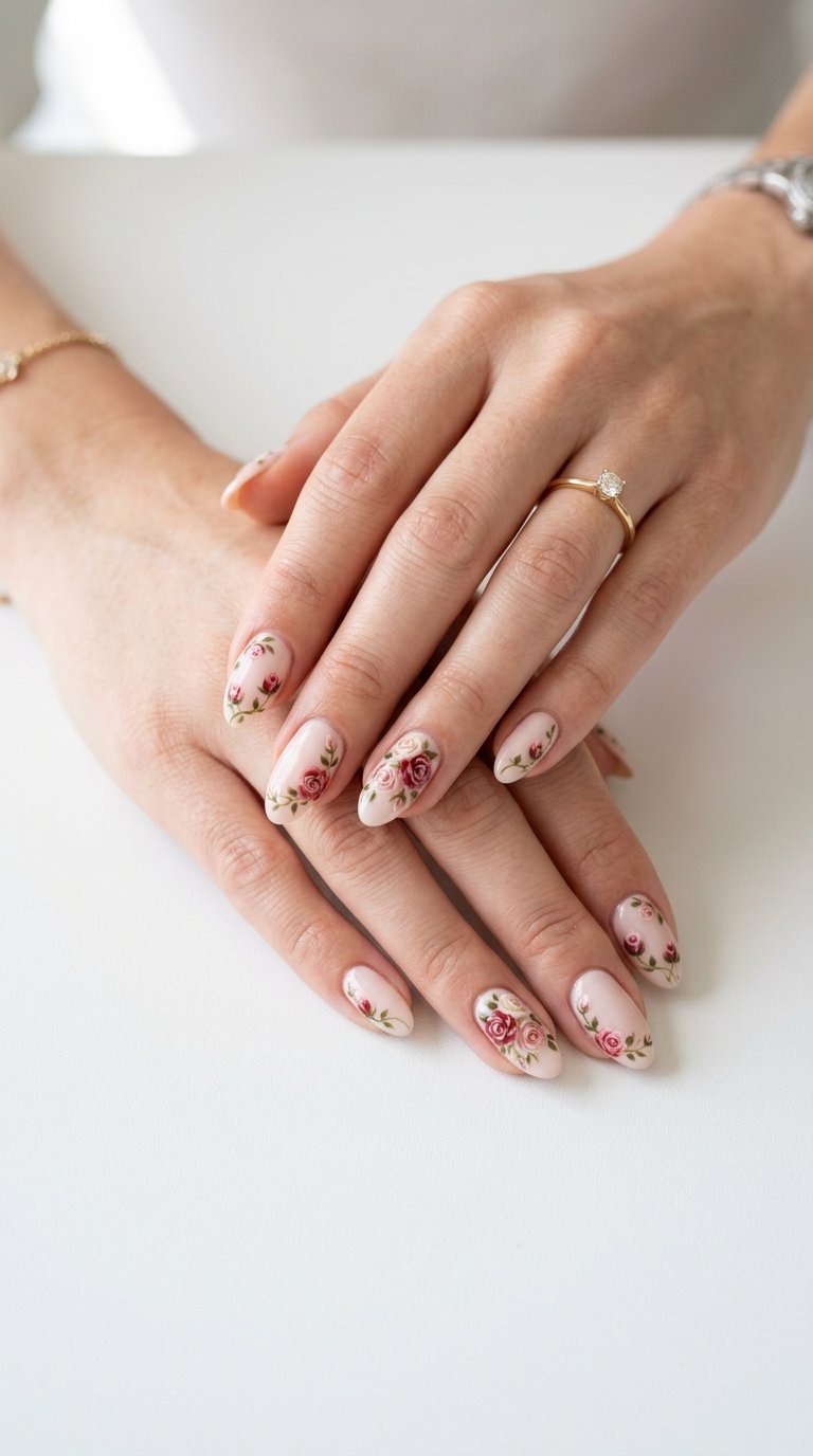 Rose Nails for Date Nights with Rose Nail Art
