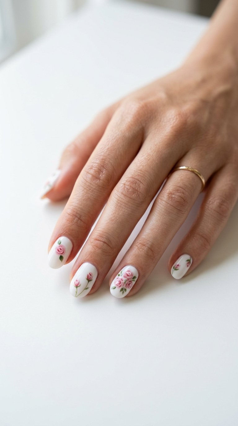Beautiful Rose Nails Designs for Home
