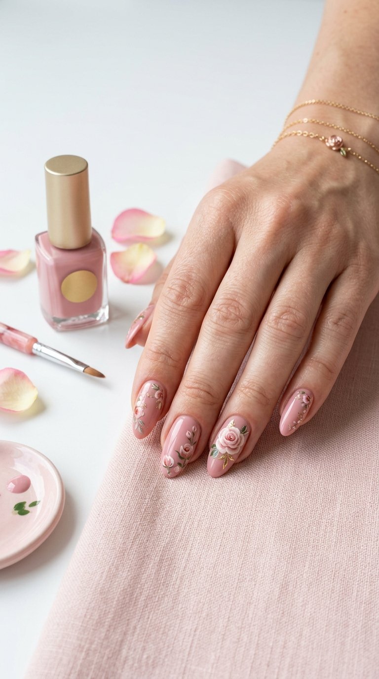Rose Nails with Rose Nail Polish and Rose Nail Ideas