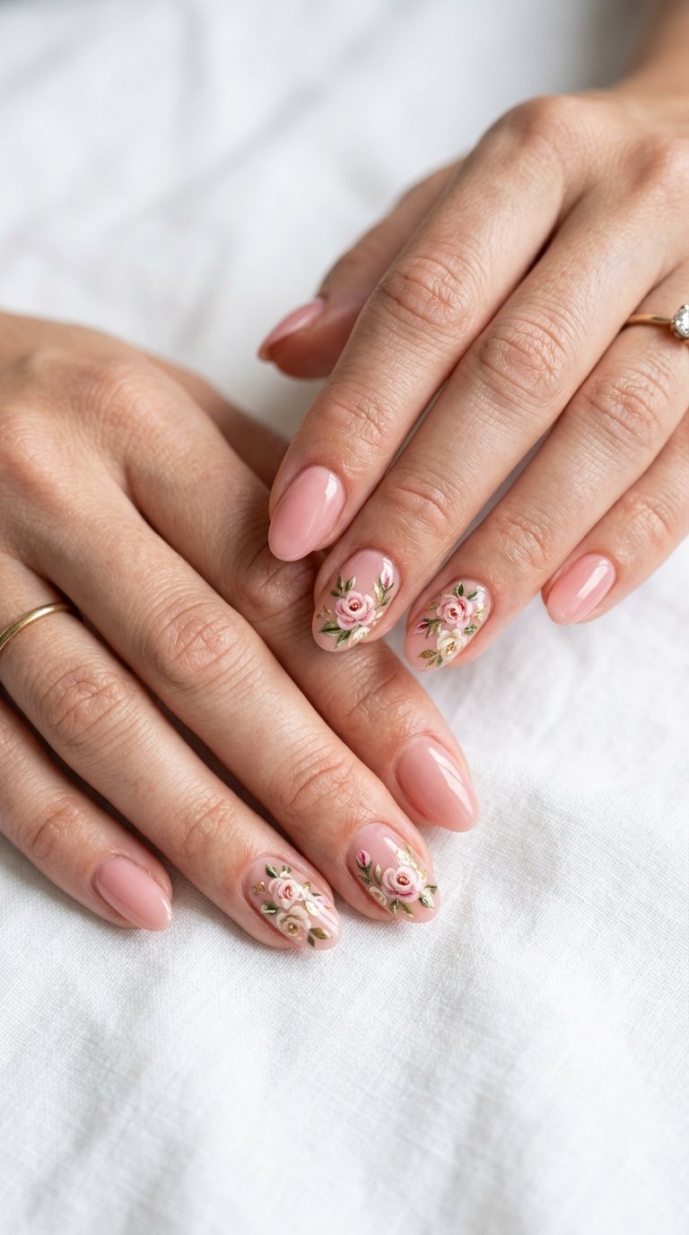 Rose Nails with Rose Flower Nails and Rose Nail Manicure