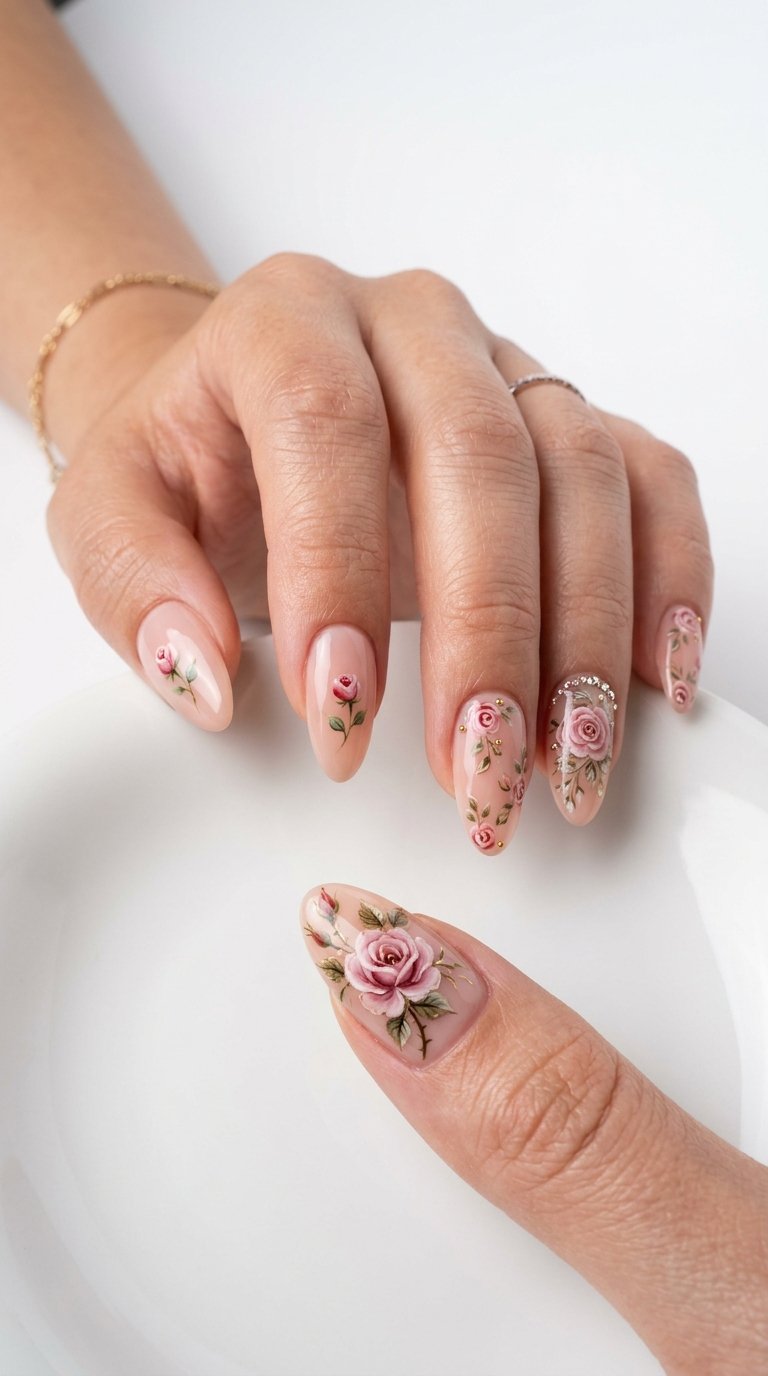 Rose Nails 2026 Rose Nail Art Ideas