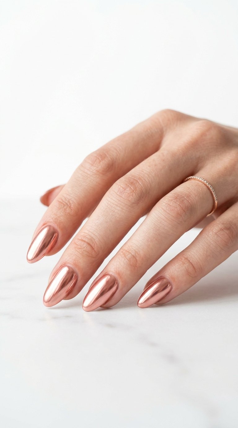 Rose Nails with Chrome Rose Nail Polish