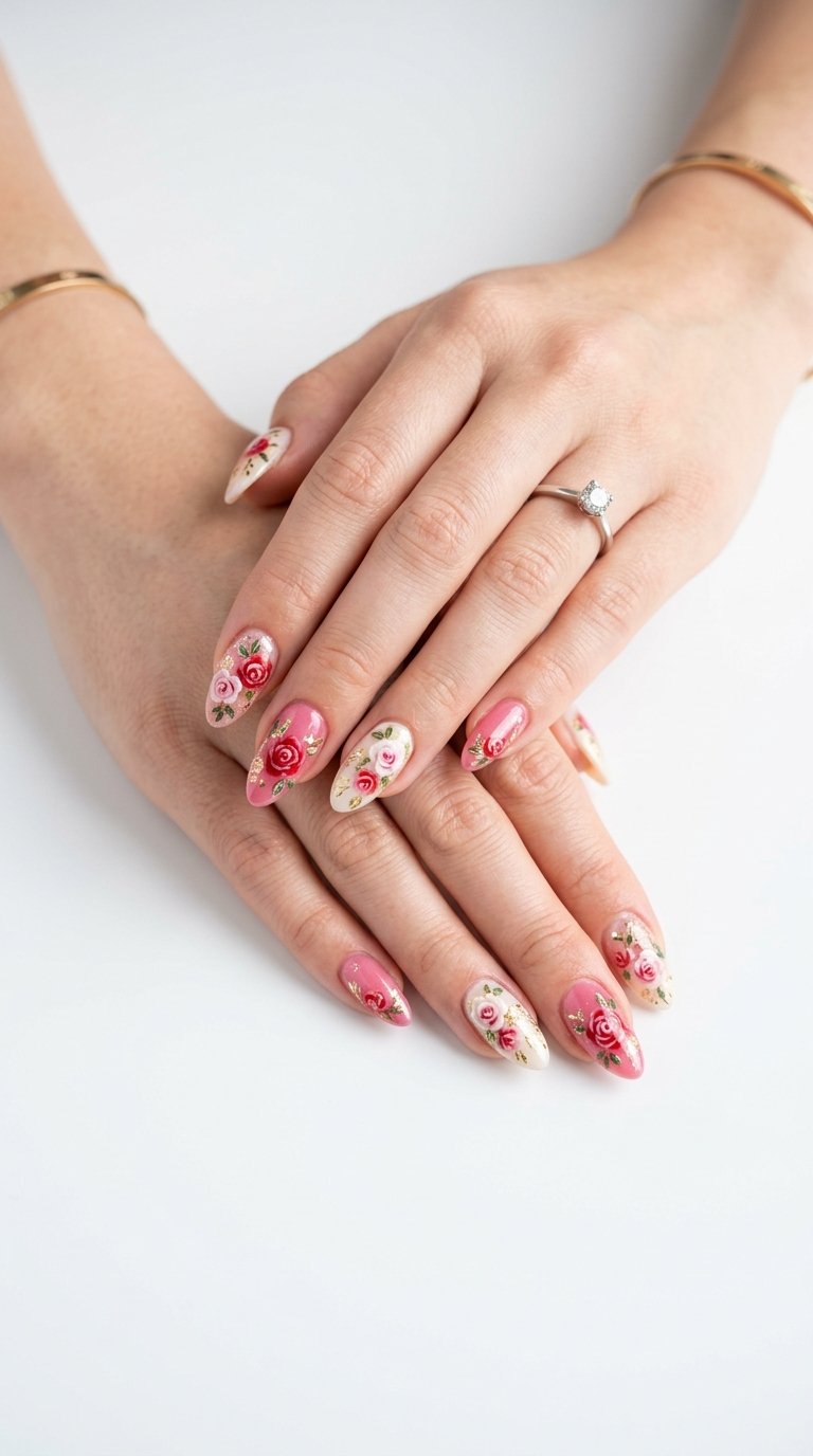 Rose Nails for Parties with Rose Nail Designs