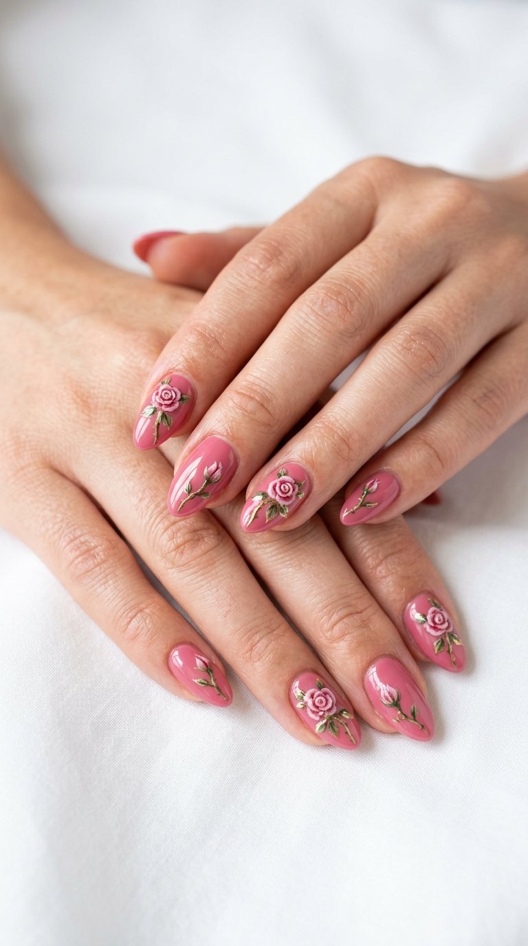 Rose Nails with Rose Nail Polish Colors
