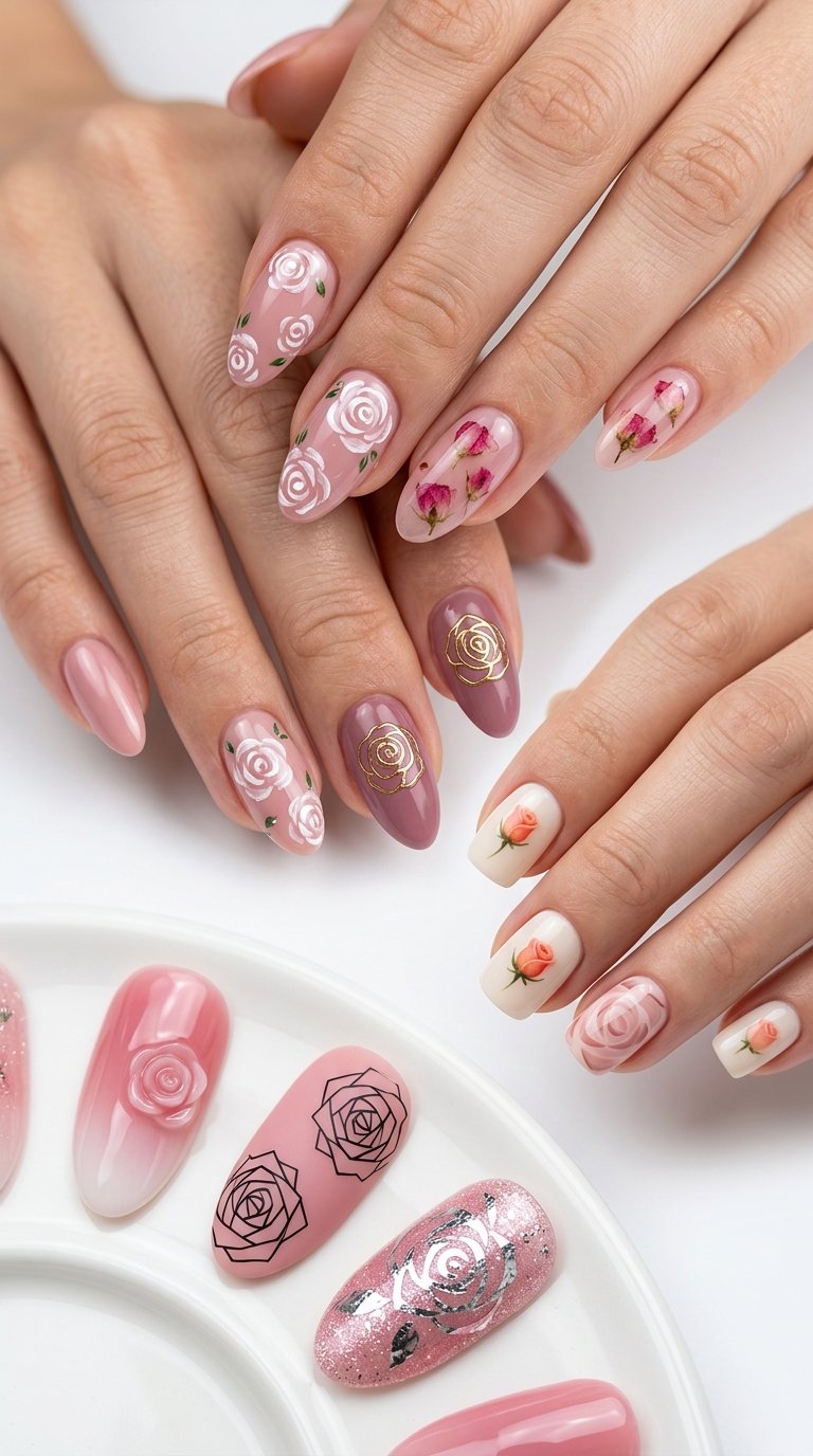 Rose Nails with Rose Nail Ideas 2026