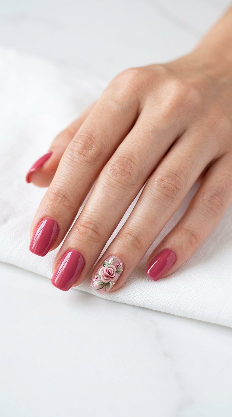 Rose Nails with Rose Flower Nails and Rose Nail Polish