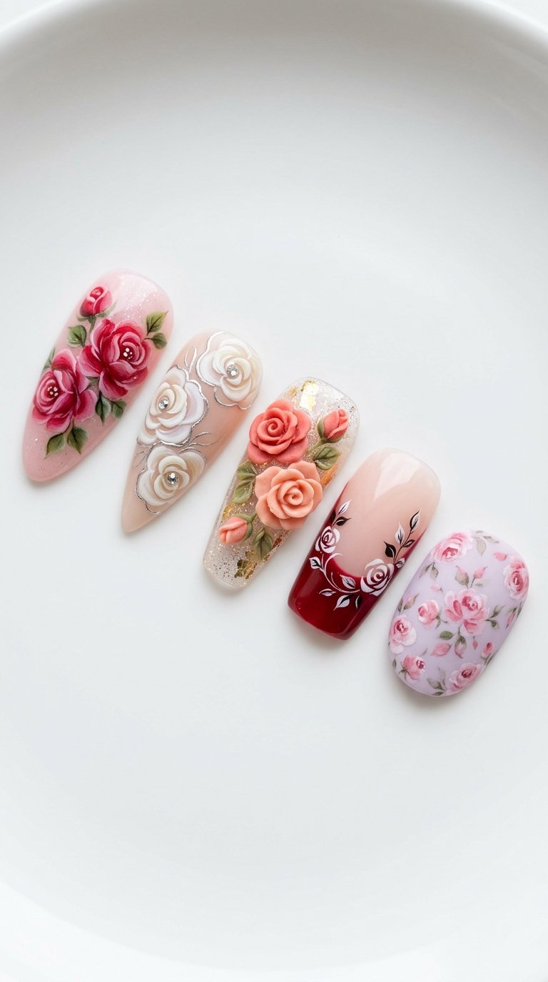 Rose Nails 2026 with Rose Nail Ideas