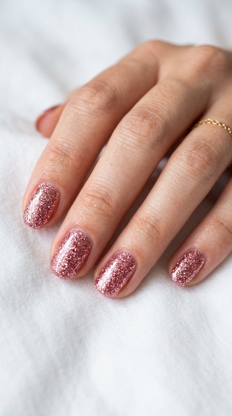 Rose Nails with Glitter Rose Nail Polish
