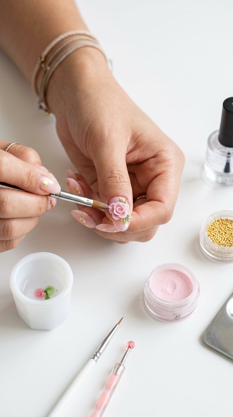 Rose Nails Tutorial for 3D Rose Nails