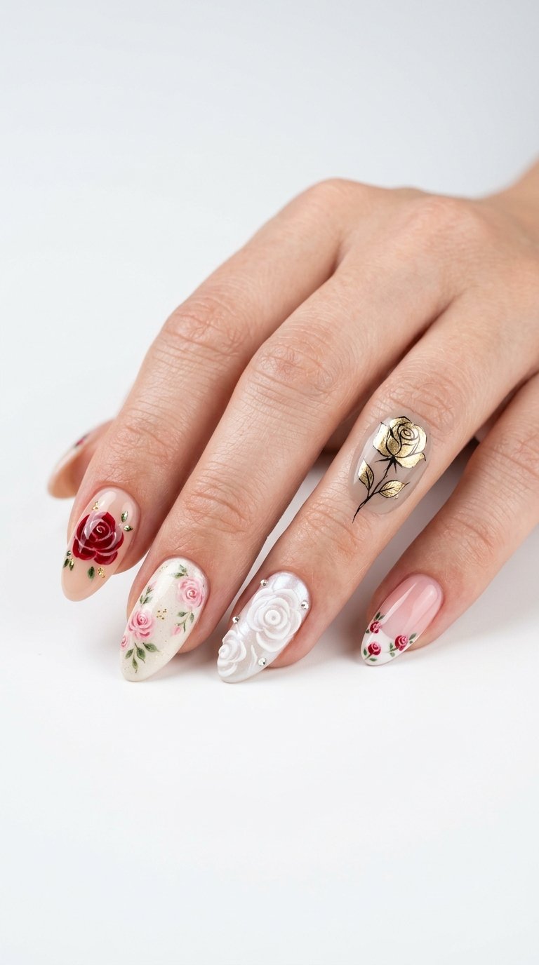 Rose Nails 2026 Rose Nail Designs Ideas