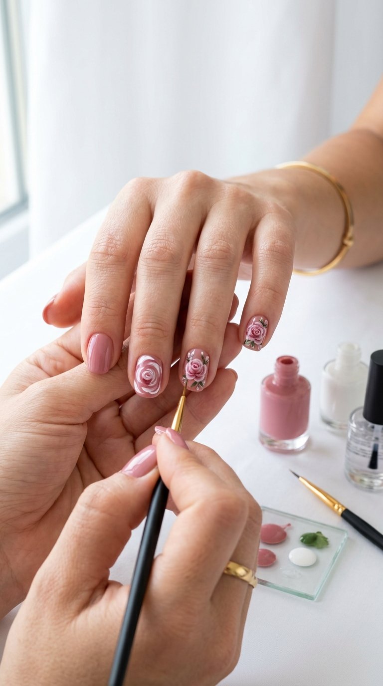 Rose Nails Tutorial with Rose Nail Polish