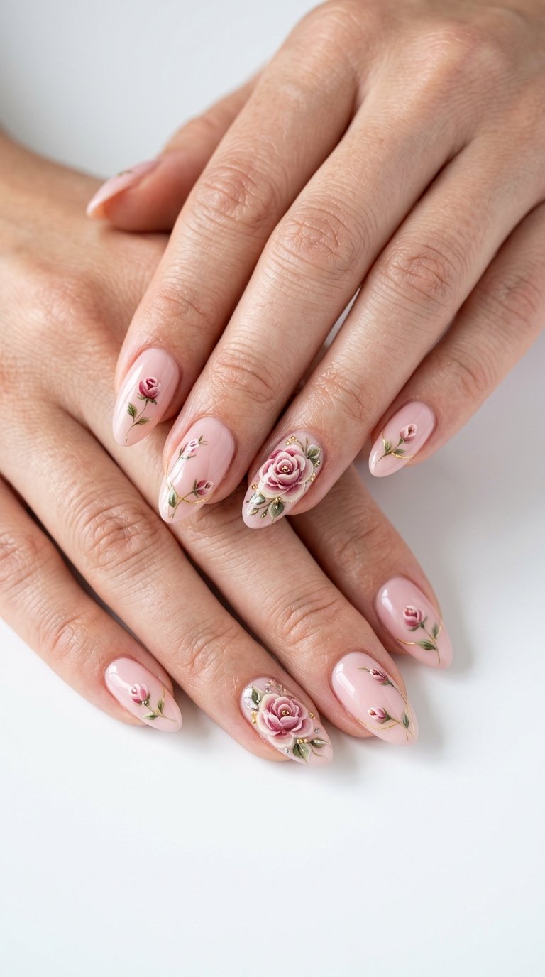 Rose Nails 2026 with Rose Nail Art