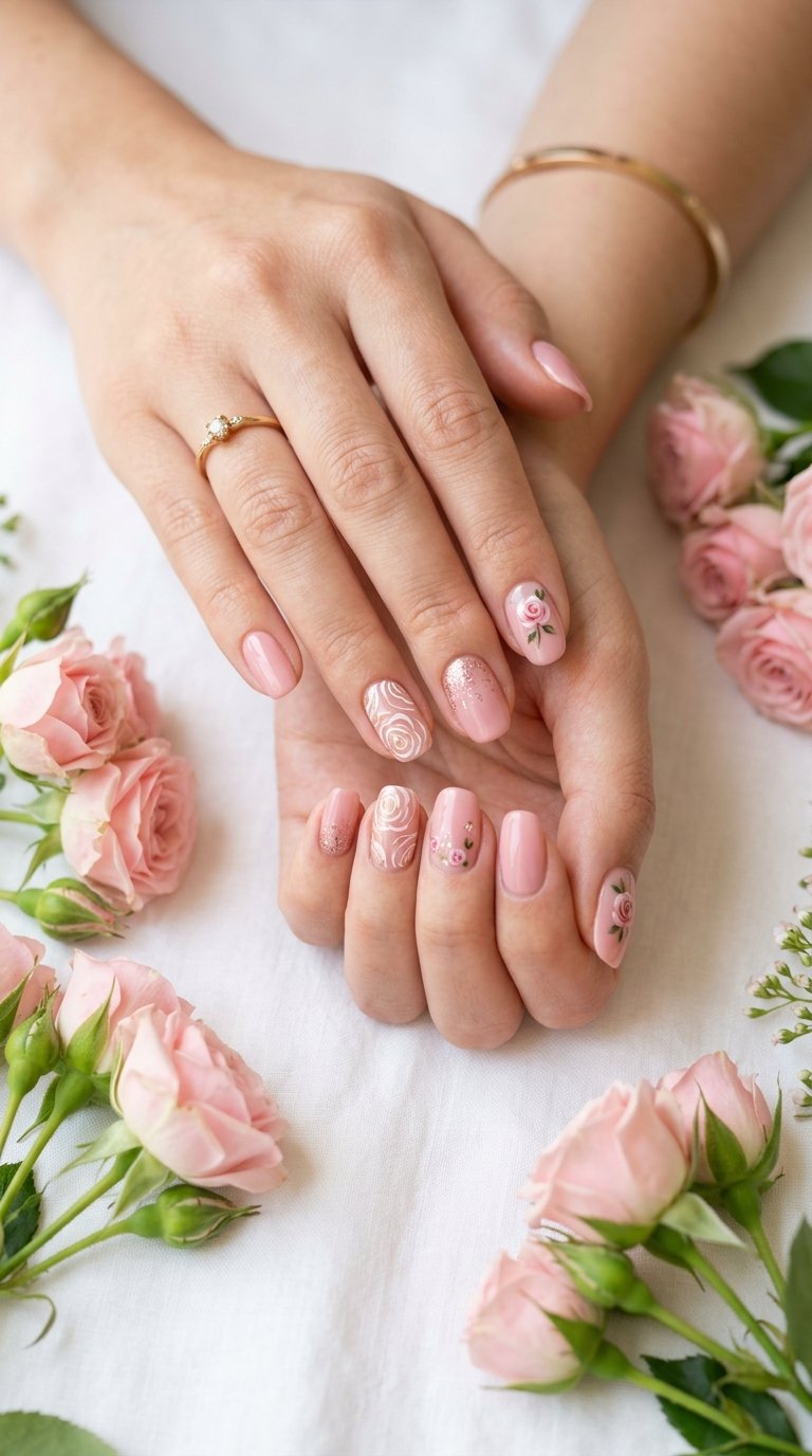 Perfect Rose Nails Ideas with Rose Nail Polish and Rose Nail Designs for Beginners