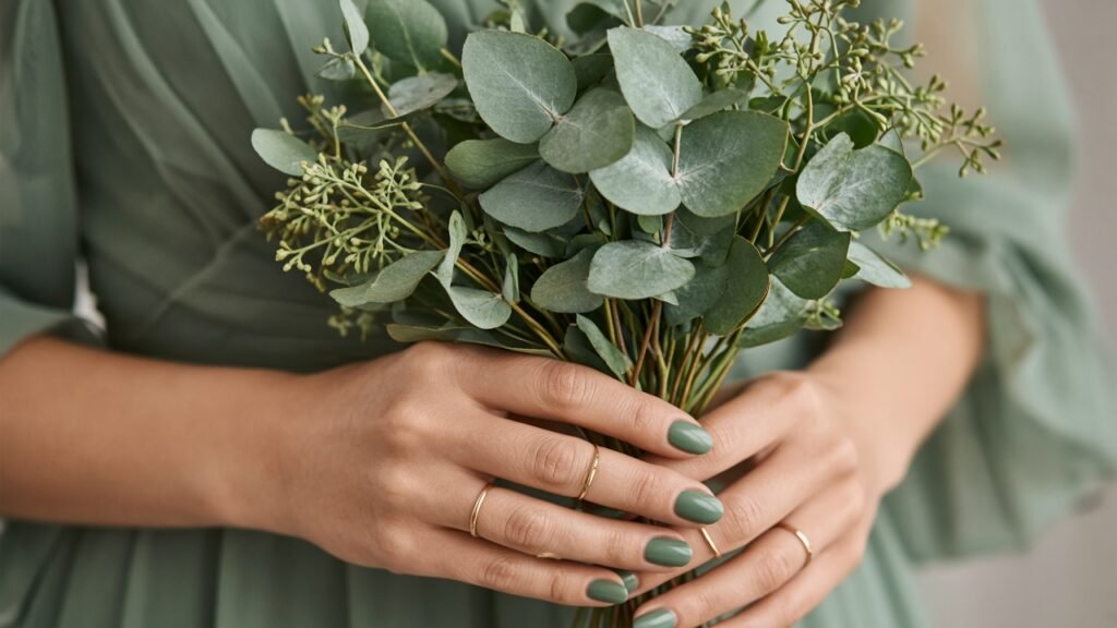 Sage Green Bridesmaid Nails