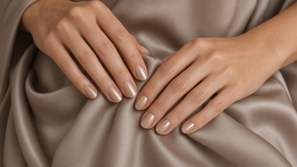 Champagne Shimmer for Neutral Palettes - bridesmaid nails