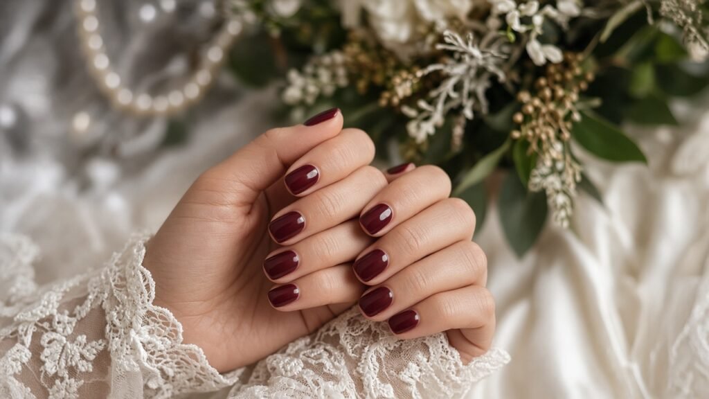 Burgundy for Winter Weddings - bridesmaid nails