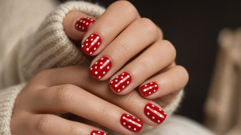Polka Dots - cute short nails