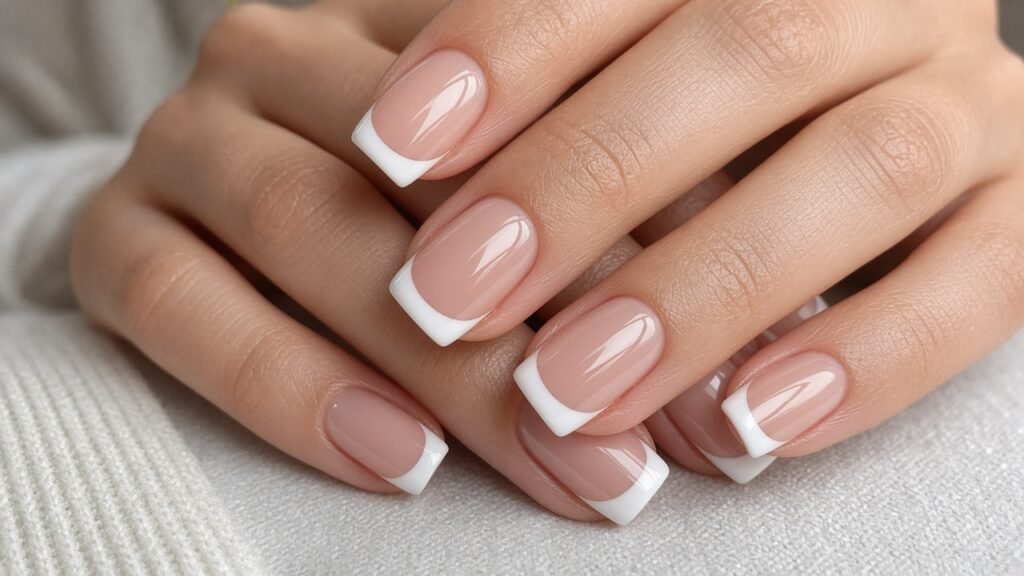 Simple French Tips with Tape - diy press on nails