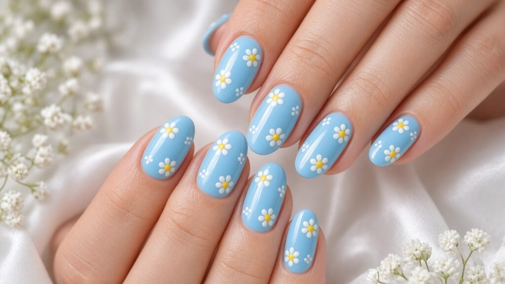 Dotted Daisy Florals - diy press on nails