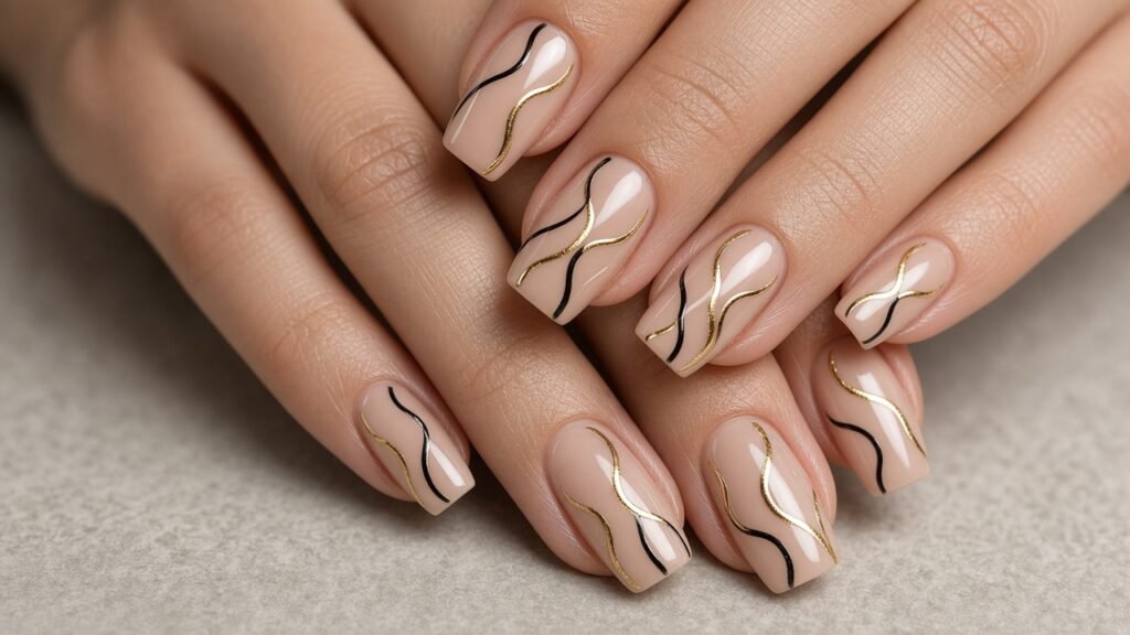 Abstract Line Art - diy press on nails