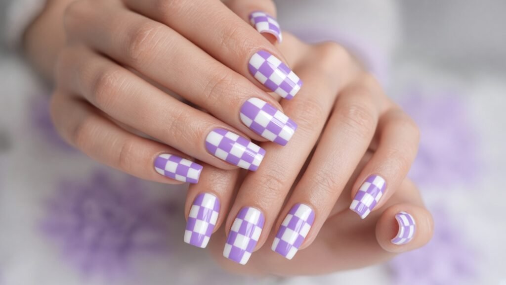 Checkerboard Pattern - diy press on nails