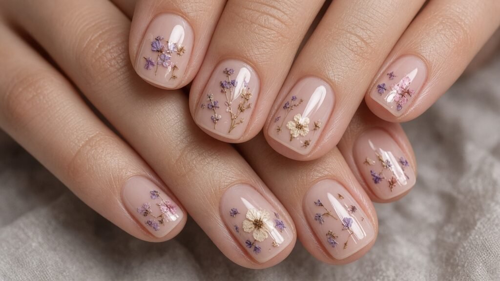 Pressed Flower Accents - diy press on nails