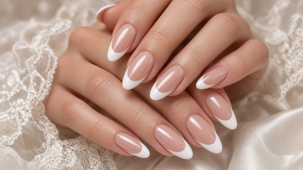 Deep Almond Smile Lines - french wedding nails