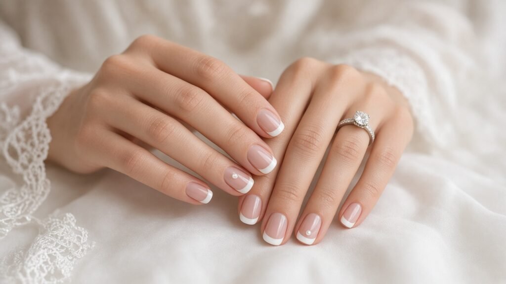 Pearl-Accent French - french wedding nails