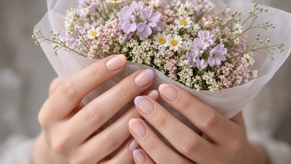 Colour-Tinted Blush French - french wedding nails