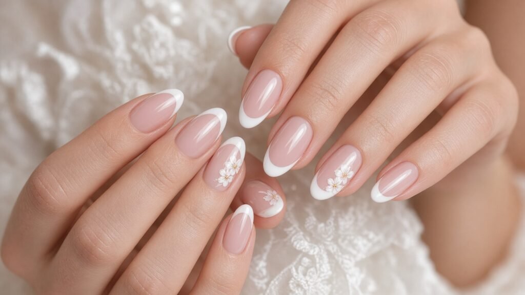 Floral Corner French - french wedding nails