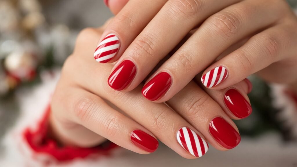 Candy Cane Stripes - holiday press on nails
