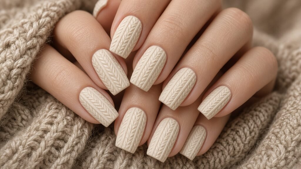Sweater Texture Nails - holiday press on nails