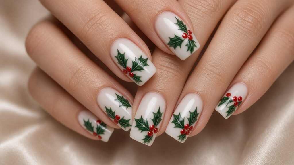Holly and Berry Florals - holiday press on nails