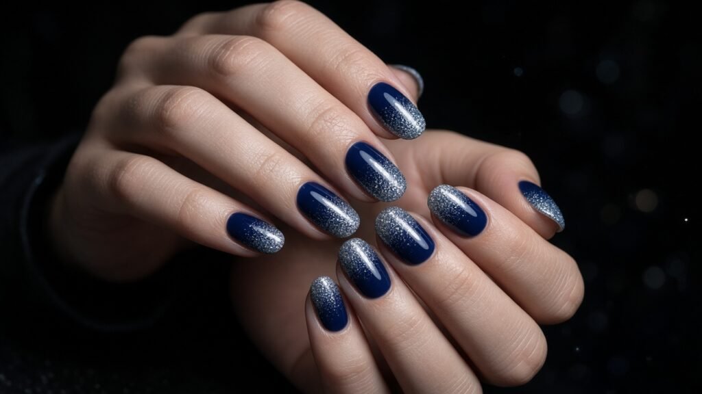 Midnight Glitter Gradient - new year's eve nails