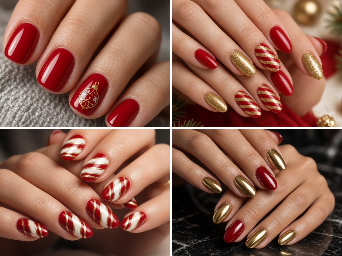 12 Red and Gold Christmas Nails Ideas for a Festive Manicure