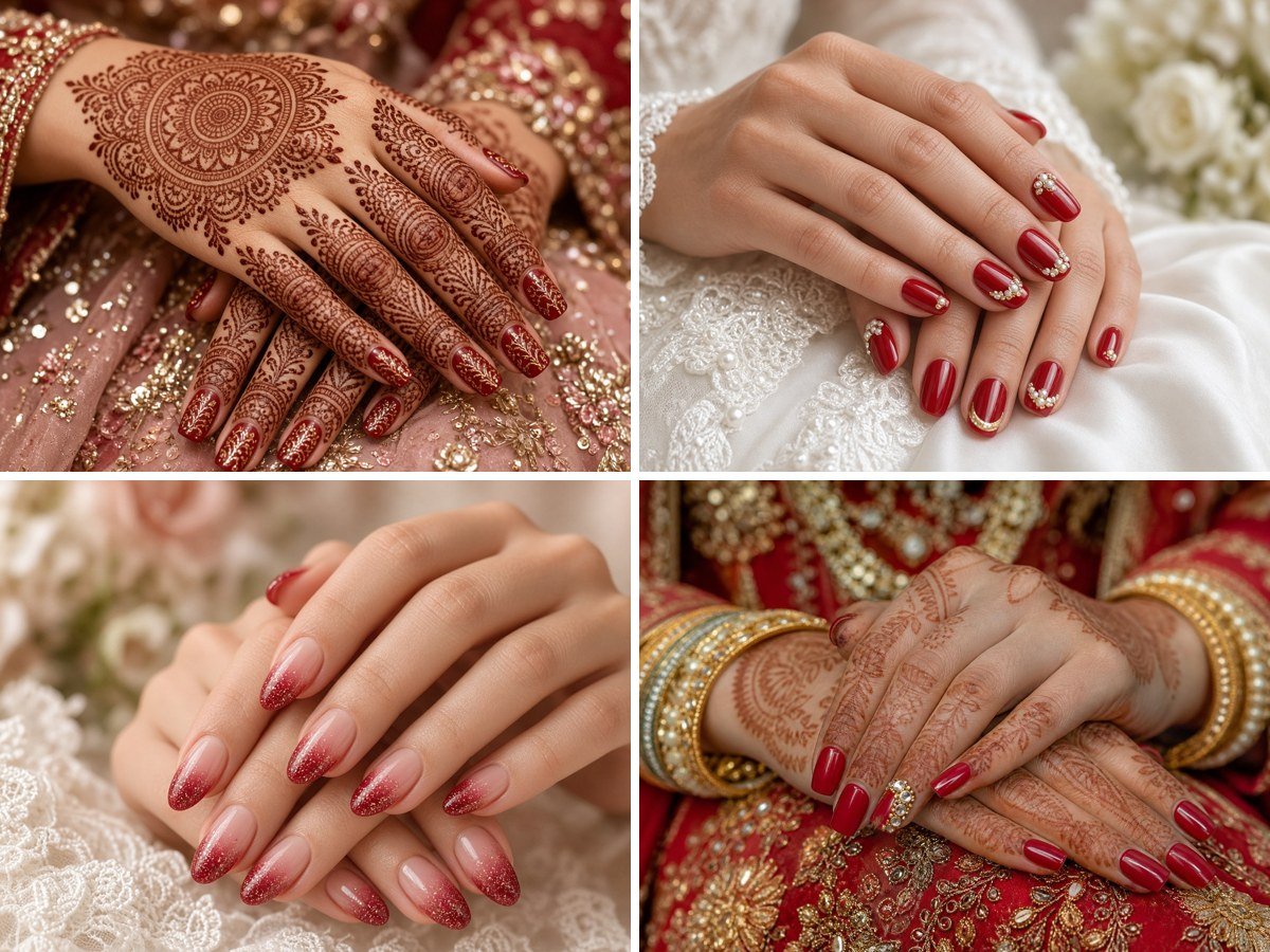 10 Red and Gold Wedding Nails for Glamorous Brides