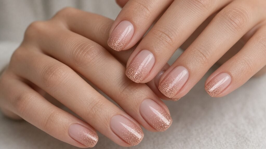 Blush to Rose Gold Ombre - rose gold bridal nails