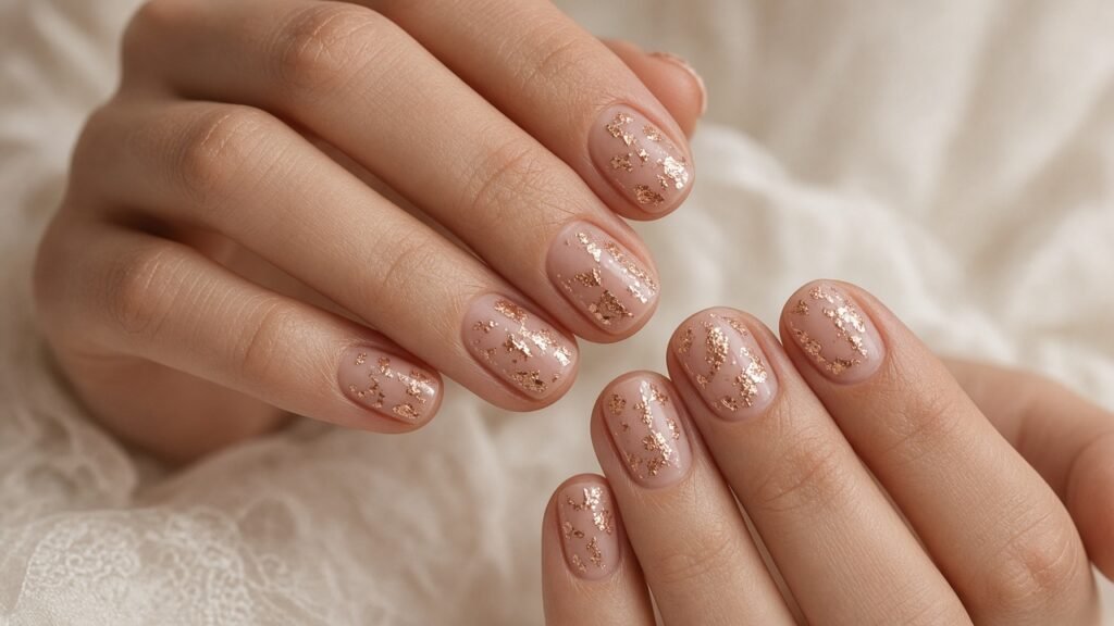 Rose Gold Foil Flakes - rose gold bridal nails