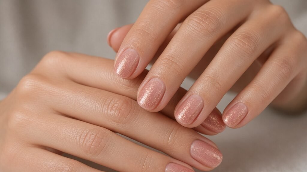 Soft Rose Gold Shimmer Overlay - rose gold bridal nails