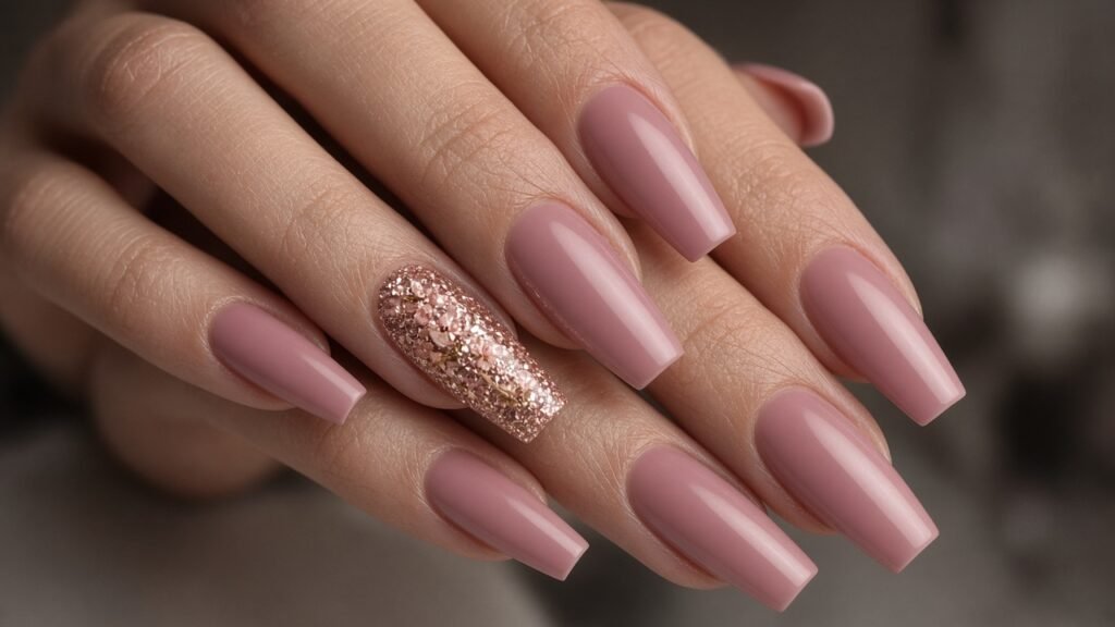 Rose Petal Glitter Mix - rose press on nails