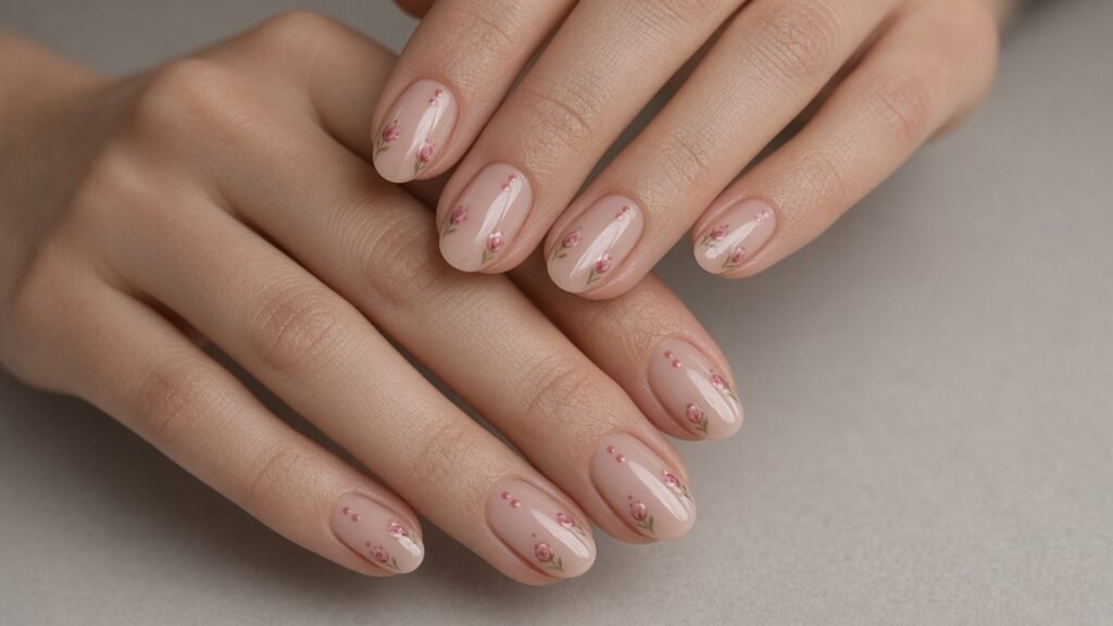 Minimal Rosebud Dots - rose press on nails