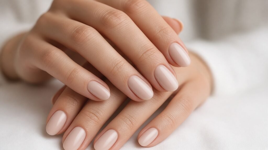 Milky Nude Short Almond Nails
