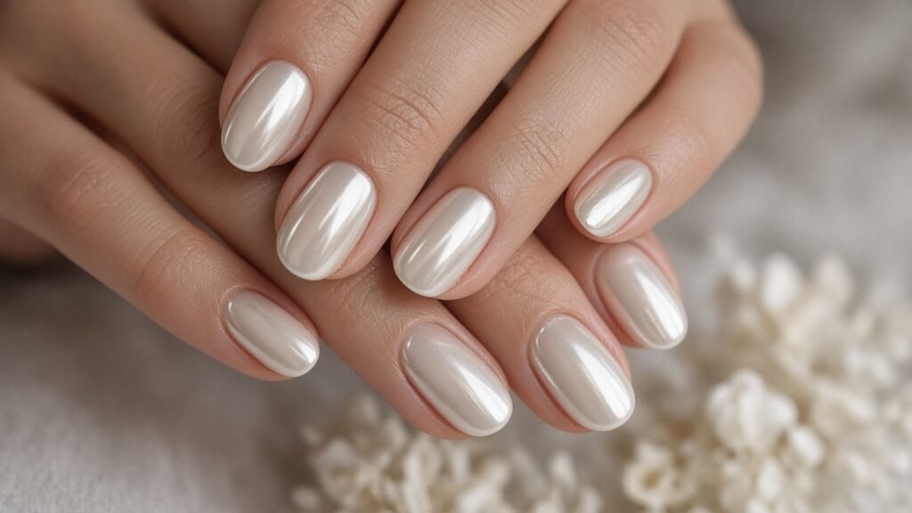 Chrome Glazed Almonds - short almond nails