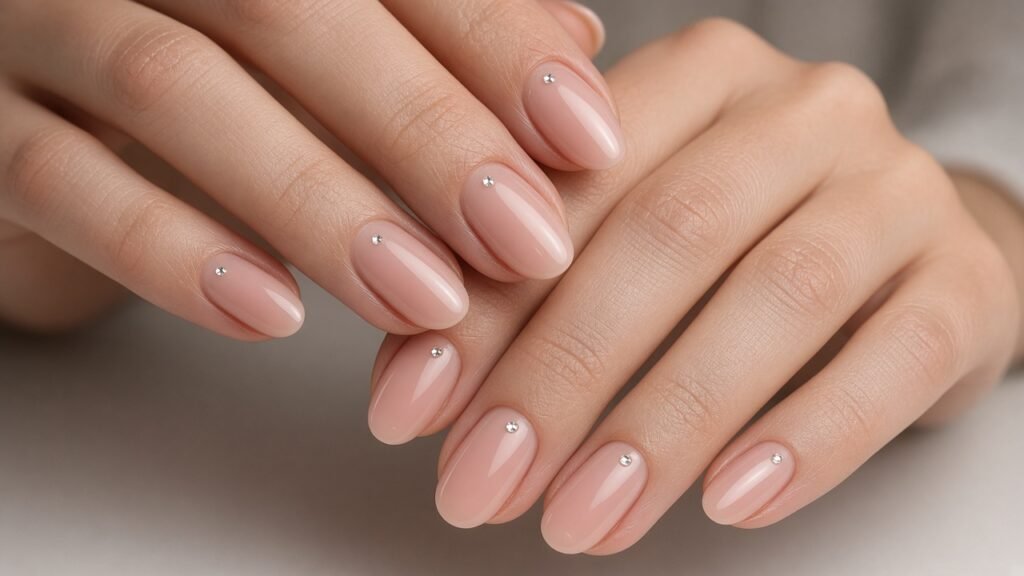 Gem-Accent Almonds - short almond nails