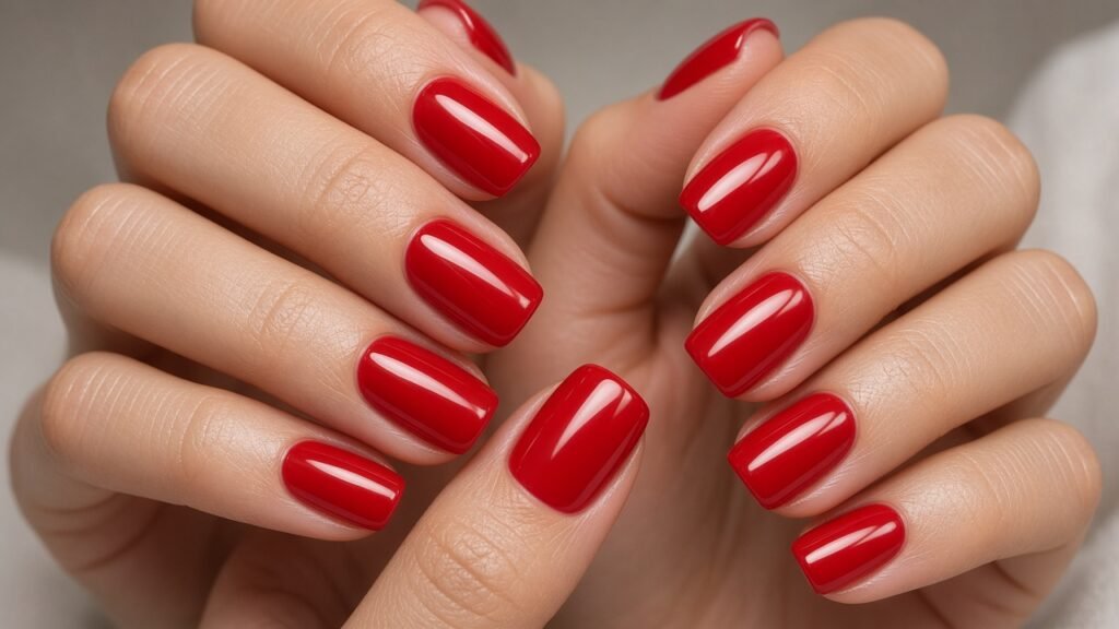 Classic Red Gel - short gel nails