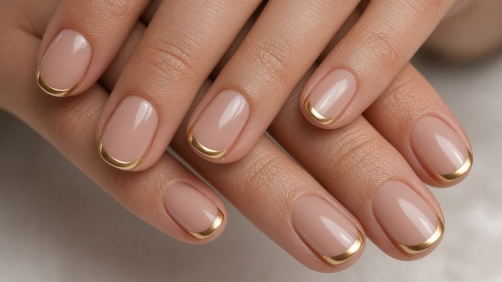 Chrome Tip Short Gel Nails