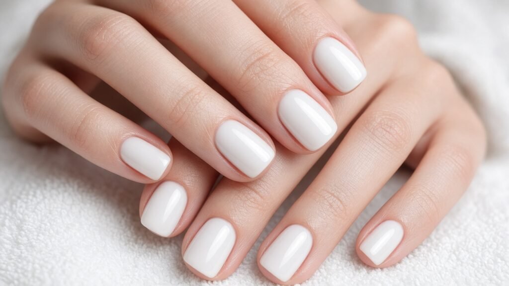 Milky White Gel - short gel nails
