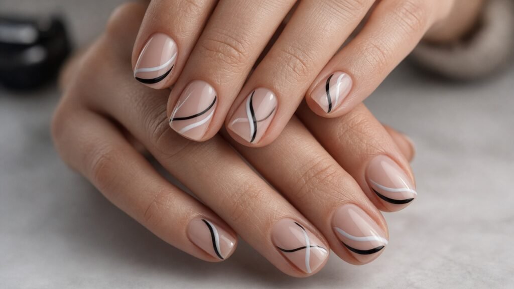 Gel Line Art - short gel nails